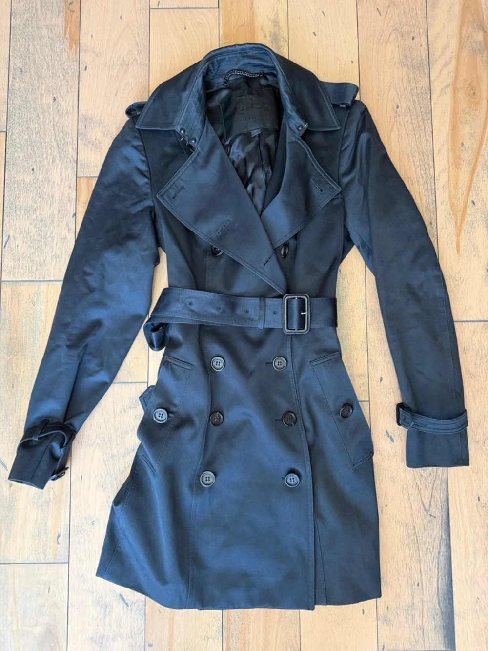 EXCELLENT Burberry Prorsum navy Logo-Lined trench coat jacket size 46 - Picture 1 of 8